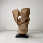 open-arc-walnut-wood-sculpture-side-detail-ewebohome-ewelina-glowacz back viev abstract walnut wood sculpture in natural light