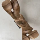 open-arc-walnut-wood-sculpture-top-view-ewebohome-ewelina-glowacz Top view of Open Arc walnut wood sculpture highlighting flowing form and natural grain