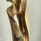 walnut wood sculpture detail natural grain texture contrast light and dark unfolding form