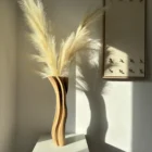 Modern abstract wood vase, walnut, one-of-a-kind sculptural object in minimalist interior