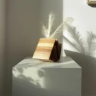 minimalist wood vase with dried flowers walnut sculptural vessel interior styling