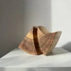 abstract walnut wood vase held fold hand carved sculptural form minimalist object