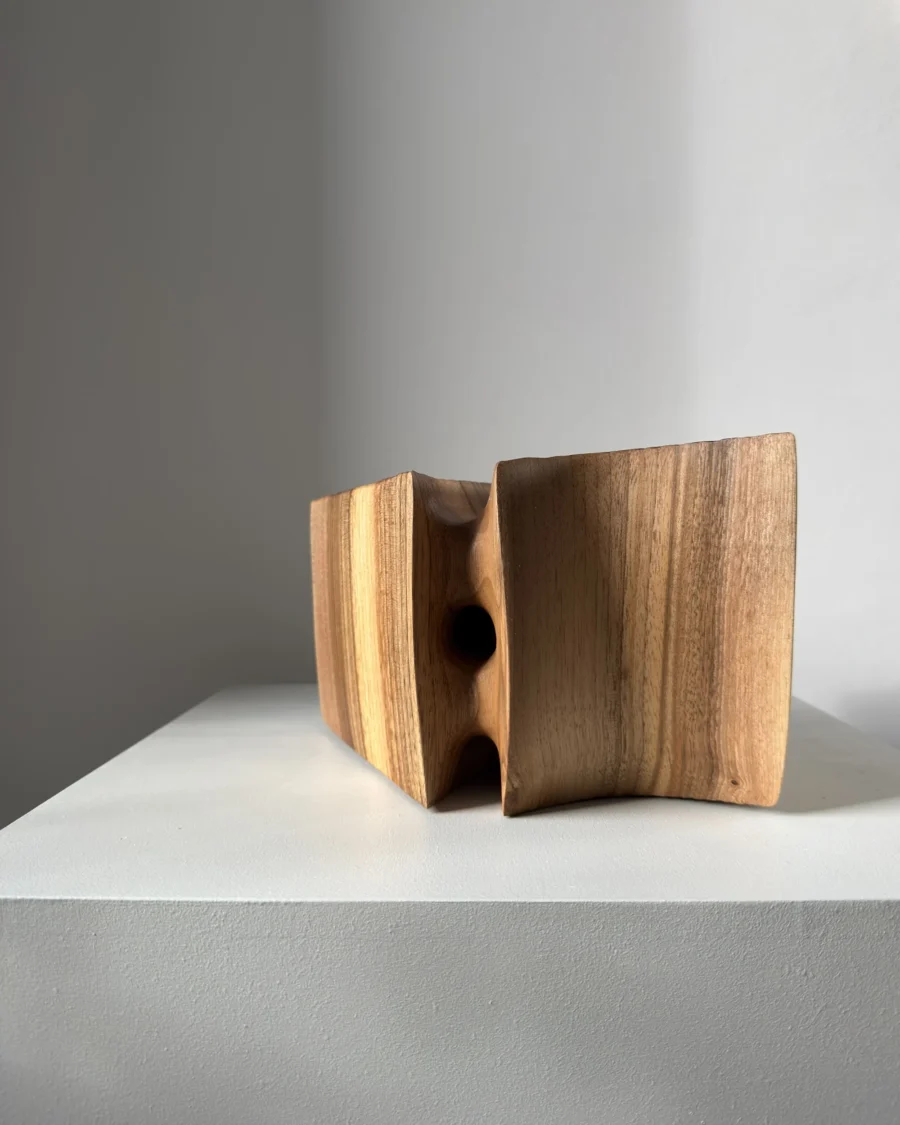 walnut wood vase opening detail sculptural vase for dried flowers
