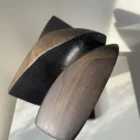 top view abstract wood sculpture applewood showing organic form and natural grain patterns