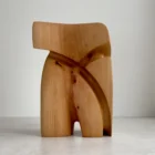 abstract pear wood sculpture Quiet Axis in soft light showing balance and proportions
