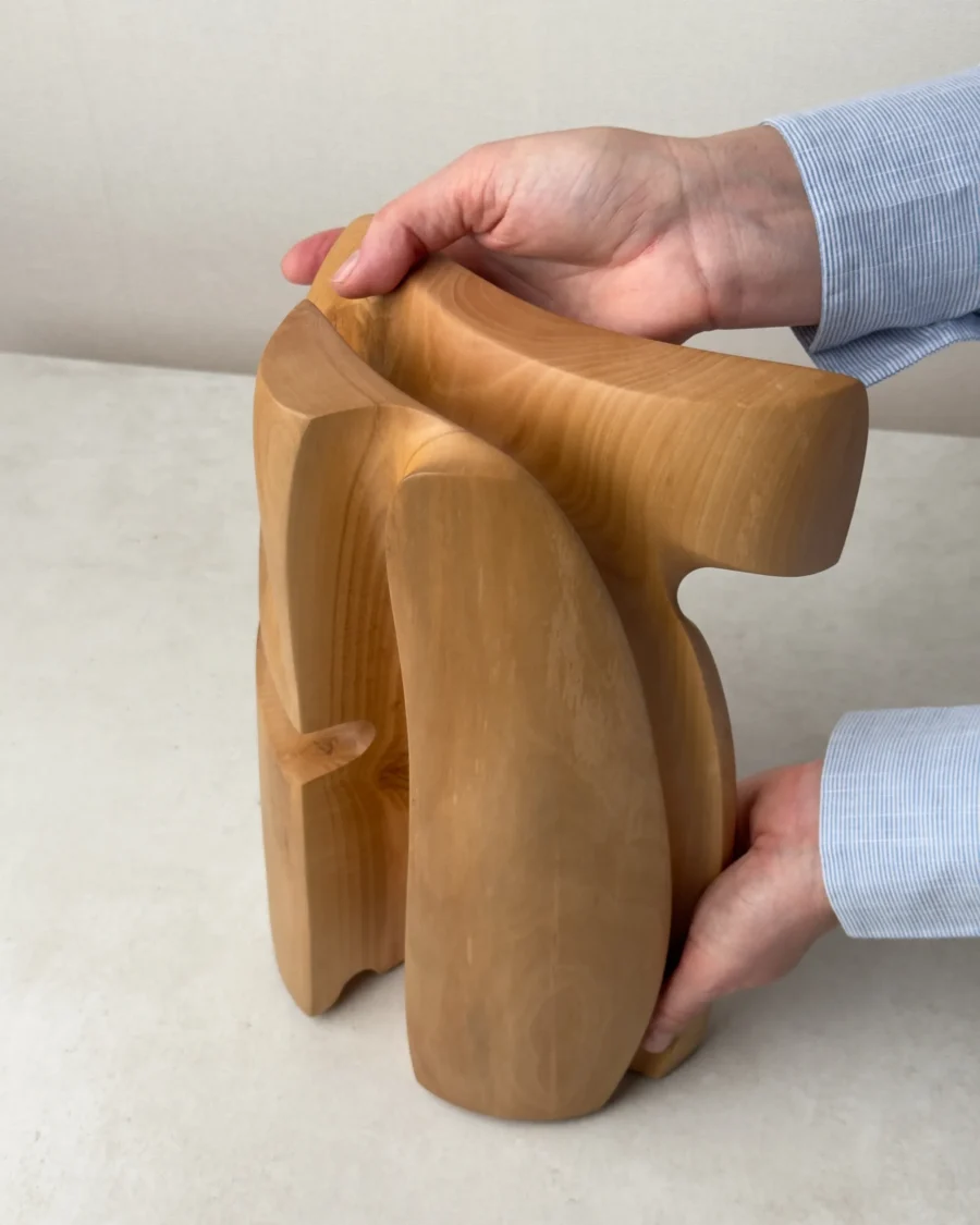 close up pear wood grain Quiet Axis sculpture natural texture and smooth surface