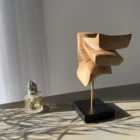 Back view of walnut wood sculpture Velora revealing full 360 degree handcrafted form
