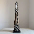 hand carved wood sculpture black beech vertical form