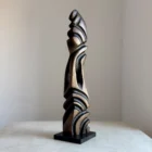 abstract wood sculpture black beech void pillar front view