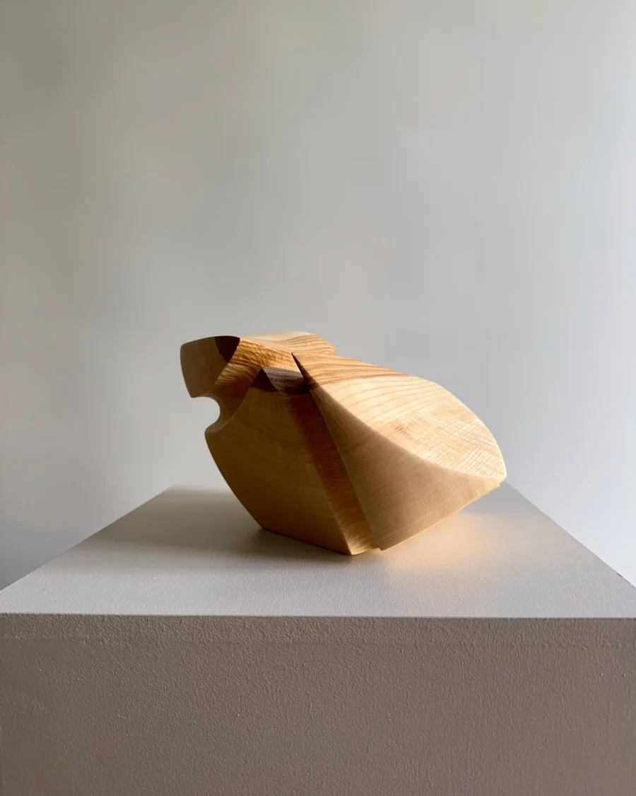 minimalist wood vessel ash natural grain modern sculpture