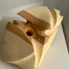 wooden ikebana vessel ash hand carved opening detail