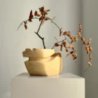 abstract wood sculpture vessel ash organic form light shadow