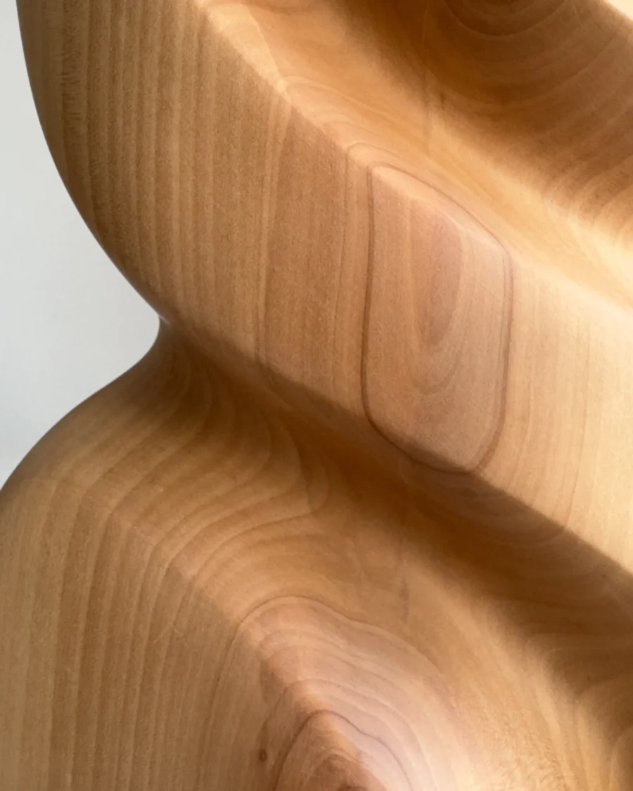 abstract wood sculpture pear wood detail grain and smooth surface