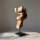 abstract-wood-sculpture-walnut-ethereal-motion-ewebohome abstract walnut wood sculpture Ethereal Motion hand carved