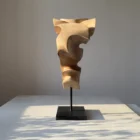 abstract-wood-sculpture-walnut-ethereal-motion-side-view abstract wood sculpture changing light shadow walnut ewebohome