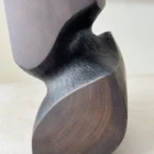 detailed view wooden vase charred interior and natural grain