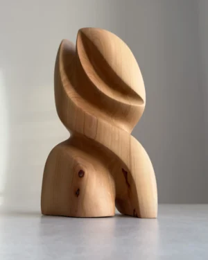 seed-form-pear-wood-sculpture-main compact wooden sculpture Seed Form side view soft natural tones