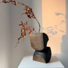 hand carved apple wood vase yakisugi charred interior sculptural form