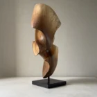 abstract-wood-sculpture-walnut-virella-front hand carved walnut sculpture abstract organic form side view movement
