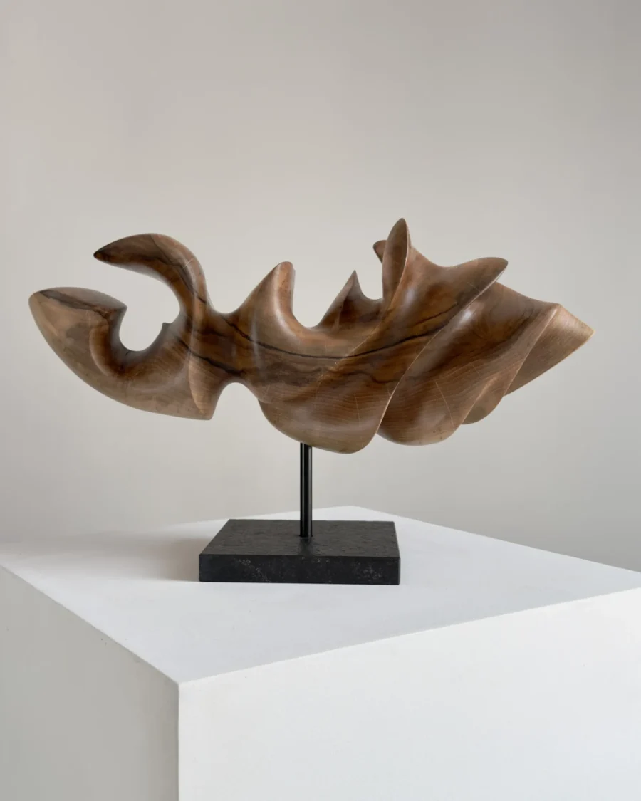sculptural form in solid walnut wood