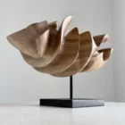 hand carved walnut sculpture modern abstract