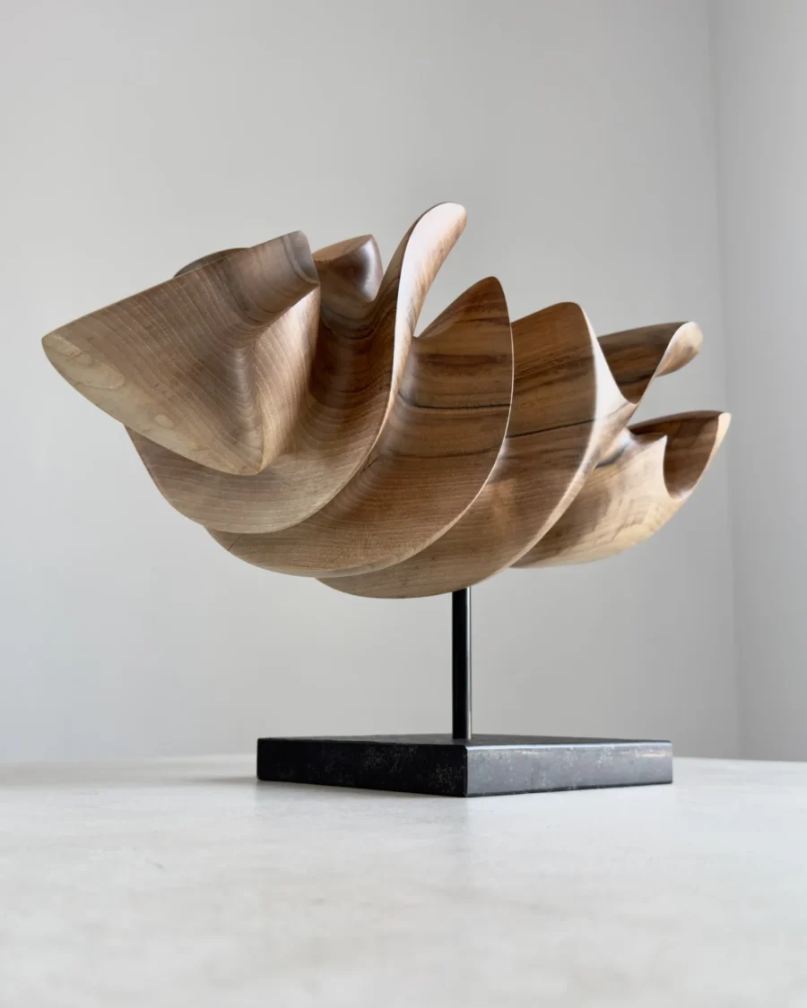 hand carved walnut sculpture modern abstract