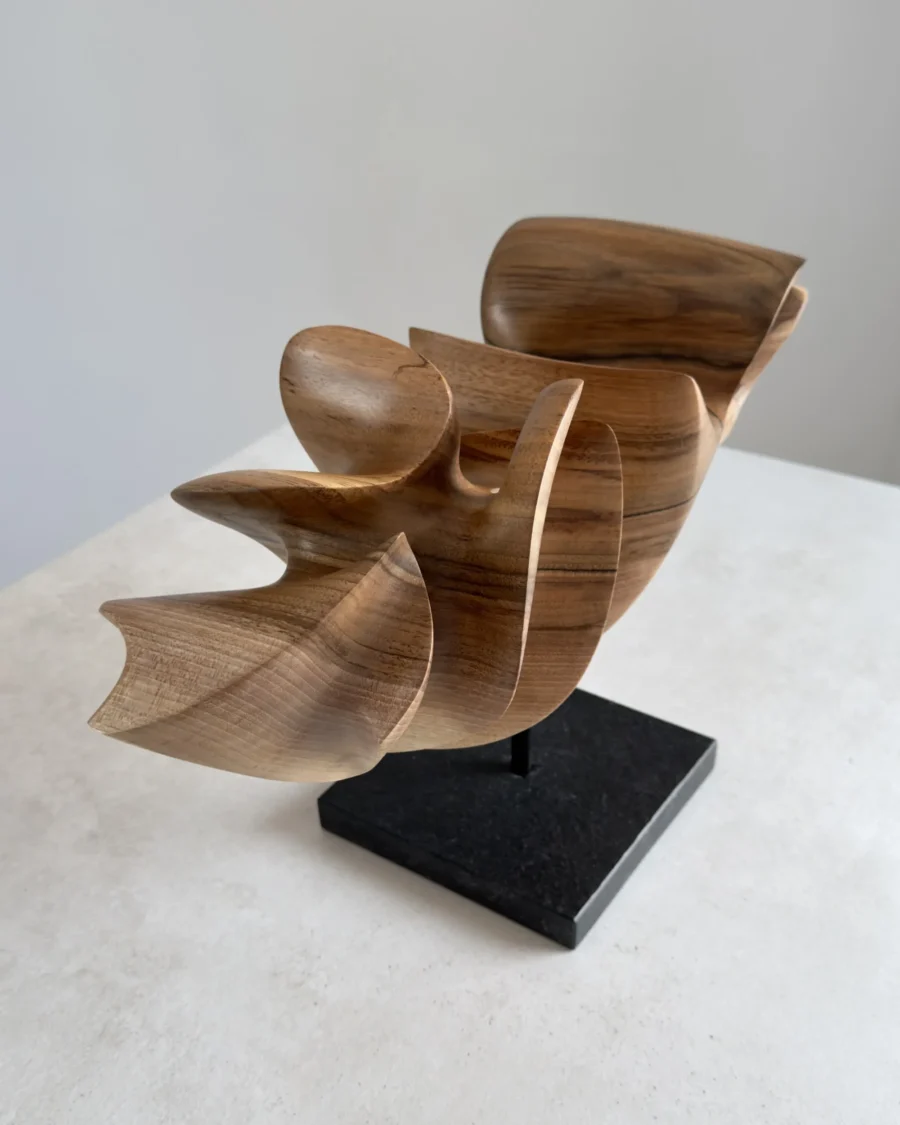 modern wooden sculpture side view