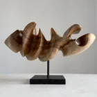abstract wood sculpture walnut point of hold