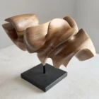 sculptural wooden art piece natural walnut