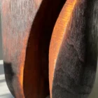 Abstract hand carved wood vessel made from solid walnut with charred surface detail