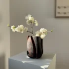 Minimalist sculptural wood vase for Japandi and modern organic interiors