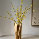 quiet-bloom-organic-walnut-vase-front One of a kind walnut wood vase with white blossoms photographed in natural light