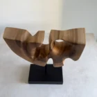quiet-span-walnut-wood-sculpture-top-view Top view of Quiet Span abstract walnut wood sculpture revealing its sculpted curves and flowing grain.