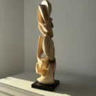 Front View of walnut wood sculpture convergence, made by ewebohome
