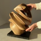 aperture-abstract-walnut-sculpture-rear-view Rear view of Aperture abstract walnut sculpture revealing its changing layered silhouette