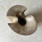 Top view of Knot hand-carved walnut wood vase showing the sculpted opening and removable glass tube.