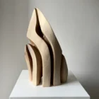 Flowing Unity one-of-a-kind abstract walnut wood sculpture, hand-carved from solid wood in 2024