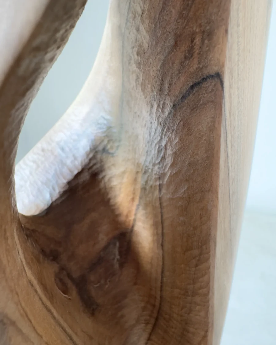 Close-up of Flowing Unity showing natural walnut grain, pale sapwood and darker heartwood